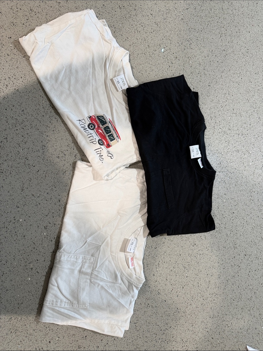 Zara Kids 3-Pack Tees in Black and White with Graphic